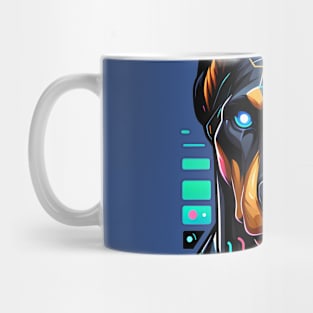 Cyberpunk Neon Furry Anthro Doberman Dog Mug